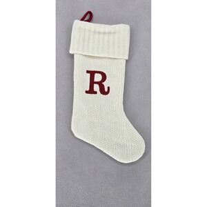 Knit Monogram Christmas Stocking White R - Wondershop 20" Festive Holiday Decor